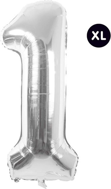 Rico Design Folienballon Zahl in Silber, Höhe: 86 cm - Bild 1