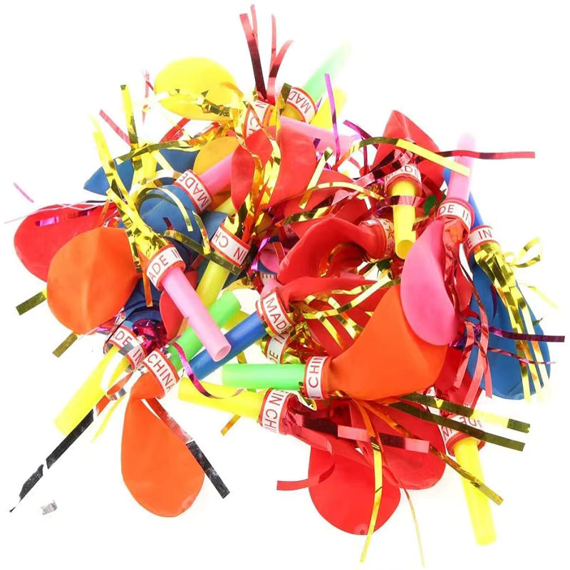 50 Stück Bunte Blasenpfeifen für Kinder als Partydeko und Clown-Requisiten von Meade in Multicolour - Bild 2