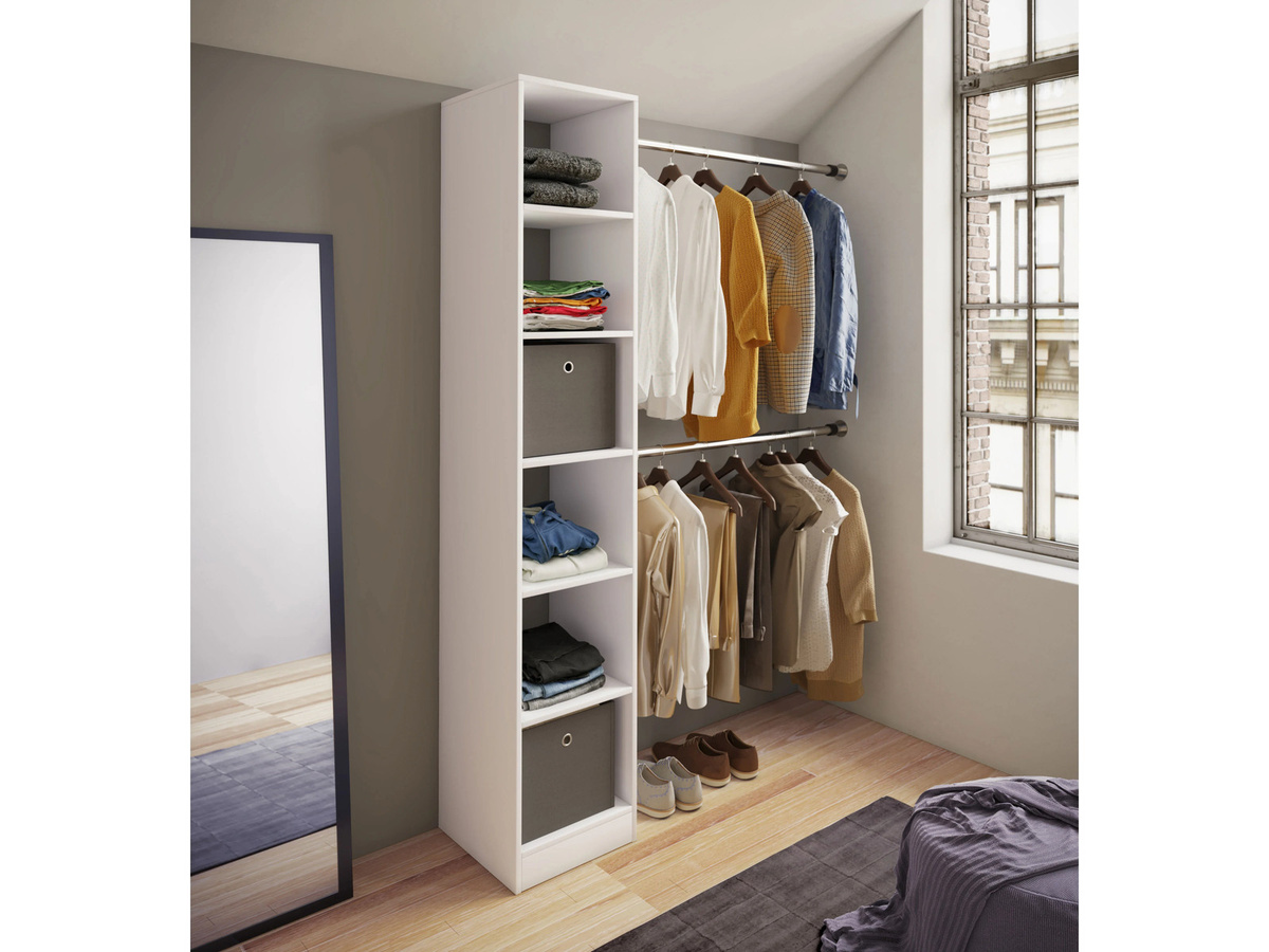 VCM Kleiderregal Dacho mit 2 Stangen in Weiß, B/T/H: 40 x 38 x 194 cm - Bild 2