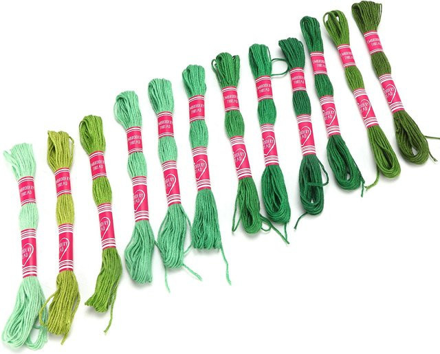 Igeteck Stickgarn Set aus Polyester mit Farbverlauf in Grün, 12 Stück - Bild 1