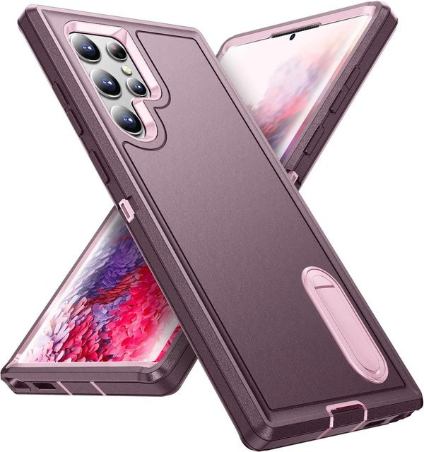 Robuste Heavy Duty Schutzhülle für Samsung Galaxy S24 S23 S22 Ultra Plus A16 A05 A15 A06 mit Ständer in Purple - Bild 1