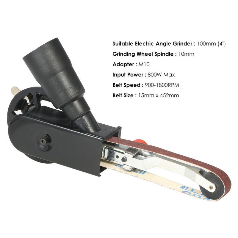 Kkmoon Mini DIY Schleifer mit Schleifbandadapter und Bandkopfschleifer für 115 mm 4,5 Zoll und 125 mm 5 Zoll M14, Schwarz, Aluminium - Bild 6