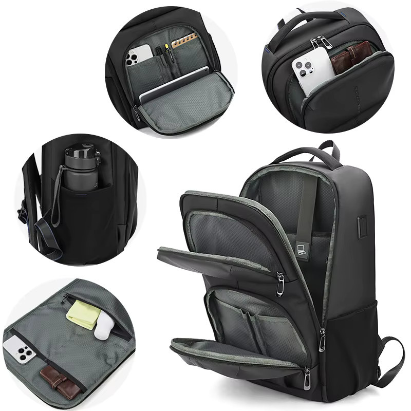 JINNUOLANG Wasserdichter USB-Laderucksack in Schwarz mit großer Kapazität für Kamera und Drohnen - Bild 2