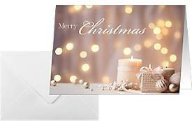 Sigel Weihnachtskarten Golden Glow mit Kerzen-Motiv in Beige-Champagner-Gold, 25 Stück, A6, inklusive Umschläge aus FSC-Papier - Bild 1
