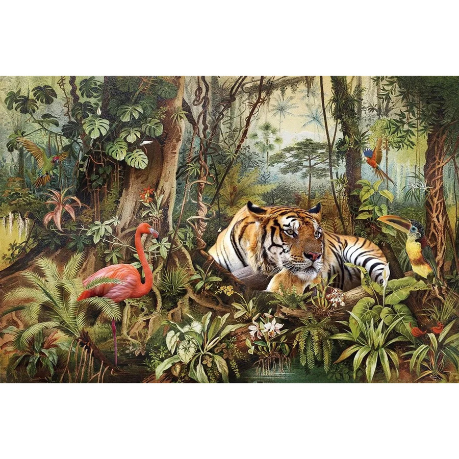 Art Universe Leinwandbild Flamingo Trifft Tiger in Beige und Multicolour, B: 100 cm, H: 150 cm - Bild 2