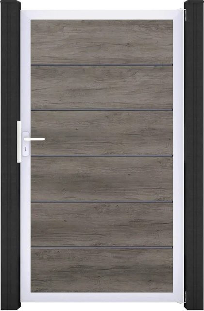 GroJa Tor Basicline Premium 1-flügelig Monument Oak Rahmen EV1, Farbe: Braun, B: 100 cm, H: 180 cm - Bild 1