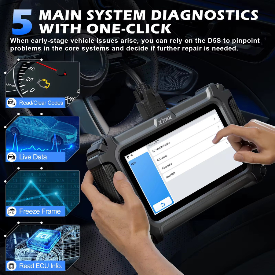 XTOOL D5 OBDII-Scanner Diagnosegerät für Getriebe, ABS, Airbag, Motor und EPB mit CAN FD und AutoAuth Unterstützung in Schwarz - Bild 2