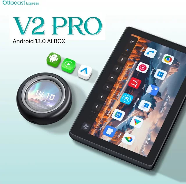 OTTOCAST Express V2 PRO Android AI Box mit Wireless CarPlay und Android Auto für Netflix und Youtube in Schwarz - Bild 1