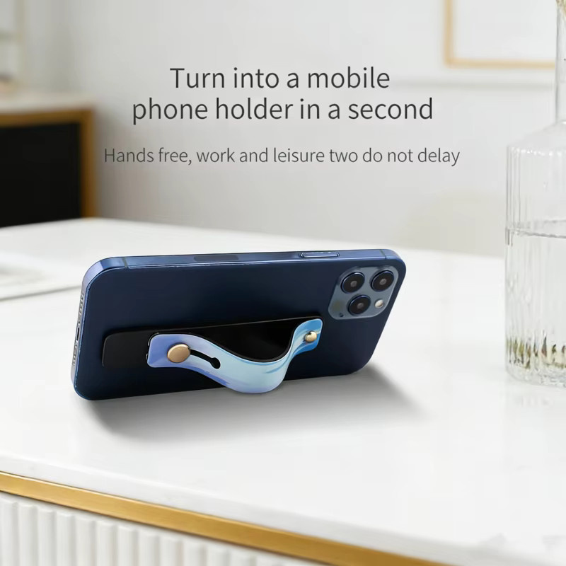 WSSHE Handy Hülle mit Aquarell-Design und tragbarem Finger Strap als Ständer für iPhone in Blau und Multicolour - Bild 2