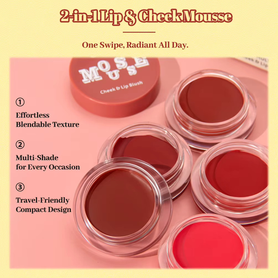 QIBEST 3-in-1 Lippenstift Rouge Augen Mousse-Creme, Matt, 01, Unisex - Bild 3