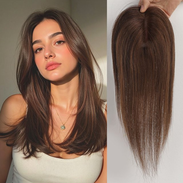 HAIRCUBE Haaraufsatz, Dunkelbraun, 100 % Remy-Echthaar, Damen, 30,5 cm - Bild 1