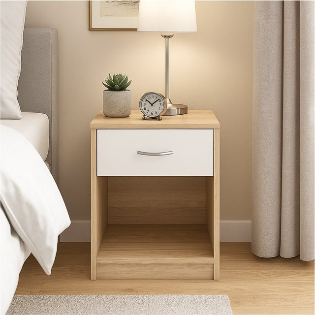 HTI-Living Nachtschrank Nina mit 1 Schublade in Sonoma Weiß - Bild 1