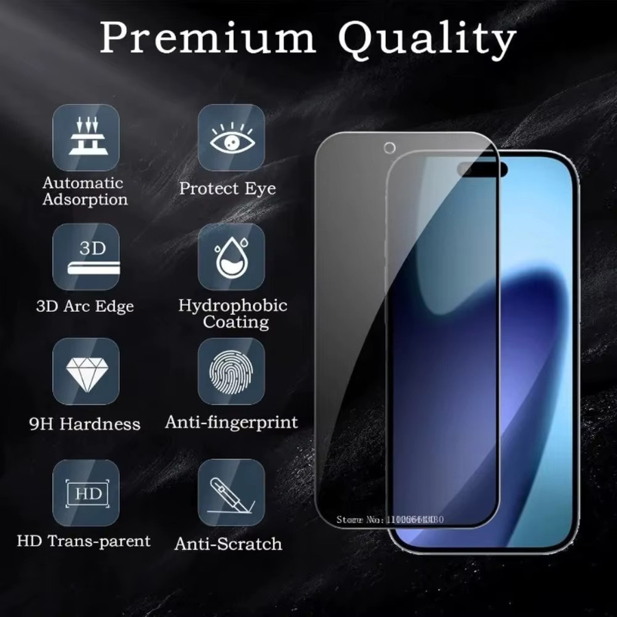 2 Stück Anti-Spy Displayschutzfolien aus gehärtetem Glas für Apple iPhone Air 17 Pro und iPhone 16, transparent, inklusive Installationsrahmen - Bild 2