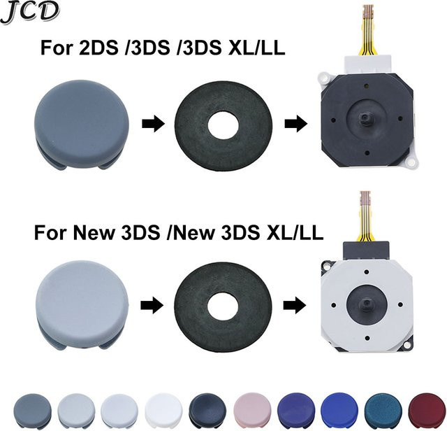JCD Ersatzteil-Set für Nintendo 2DS 3DS 3DS XL LL mit Thumbstick Joystick, Rocker Stick Kappe und Staubschutzring - Bild 1