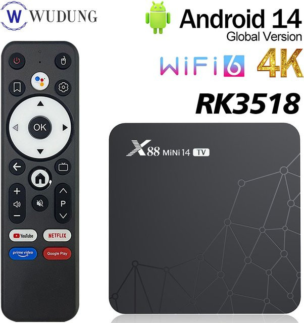 SkyBeats X88 Mini 14 Smart TV Box mit Android 14, 4K UHD, 2GB RAM, 16GB ROM, Dual WLAN 2,4G & 5G und Bluetooth, Schwarz - Bild 1