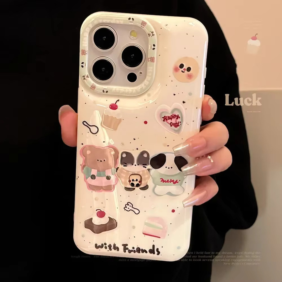 Stoßfeste Handyhülle mit süßem Tiergesicht für iPhone 16 15 14 13 12 11 Pro Max Plus X XR - Bild 2