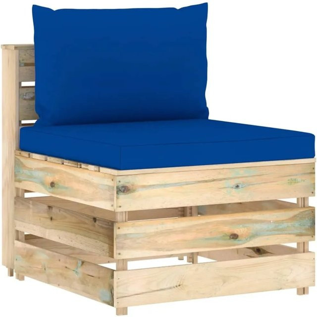 vidaXL Modulares Mittelsofa aus imprägniertem Kiefernholz in Grün mit Kissen und Polsterung aus Polyester im rustikalen Design B/T/H: 100 x 60 x 70 cm - Bild 1