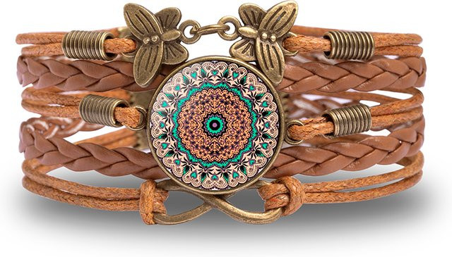 konminry Wickelarmband Leder, Braun, Vintage, Damen - Bild 1