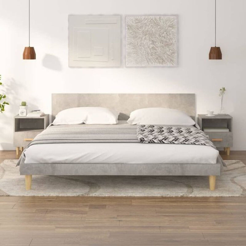 Vidaxl Set aus 2 Nachttischen in Betongrau im modernen skandinavischen Design, B/T/H: 40 x 35 x 47 cm - Bild 1
