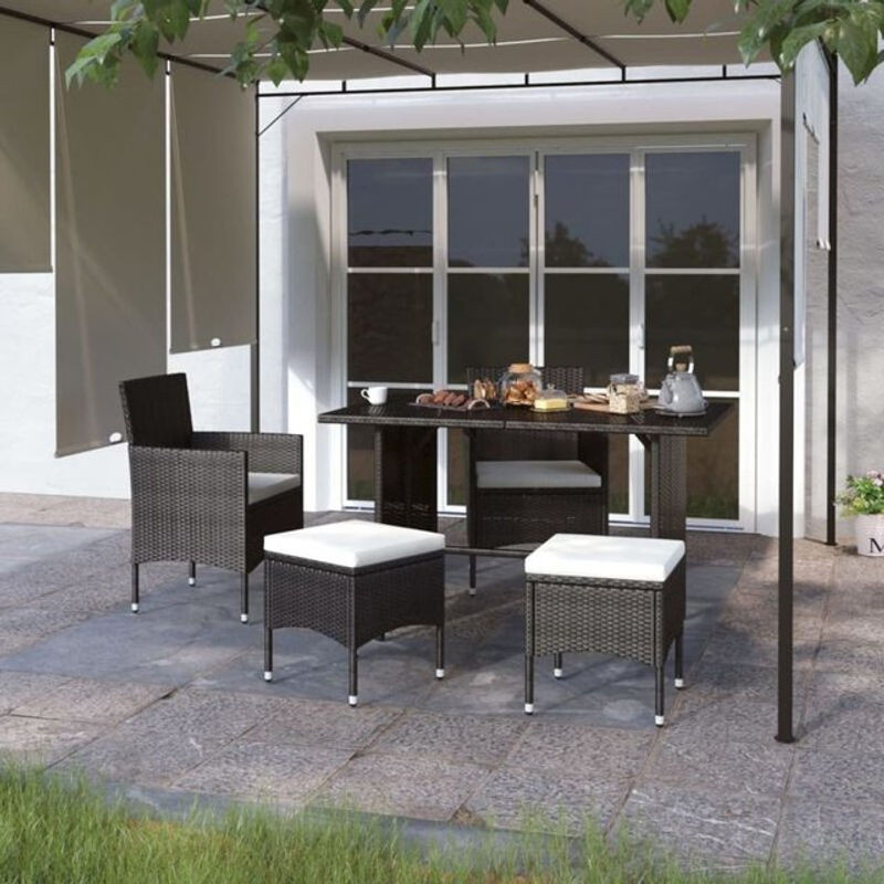 4-tlg. Gartenstuhl und Hocker Set aus Poly Rattan in Schwarz von Vidaxl - Bild 1