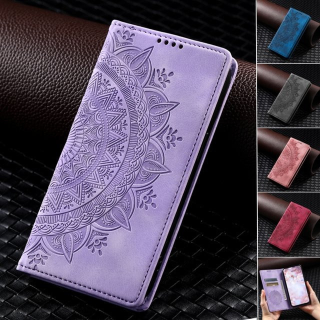 Magnetische Leder-Handyhülle mit Kartenfach als Book Wallet Cover für iPhone Modelle in Schwarz und Lila von aierkeba - Bild 1