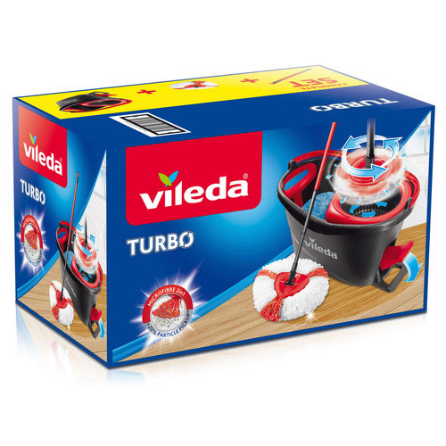 Vileda Turbo EasyWring & Clean Wischmop Komplettset in Grau, Rot und Schwarz - Bild 3