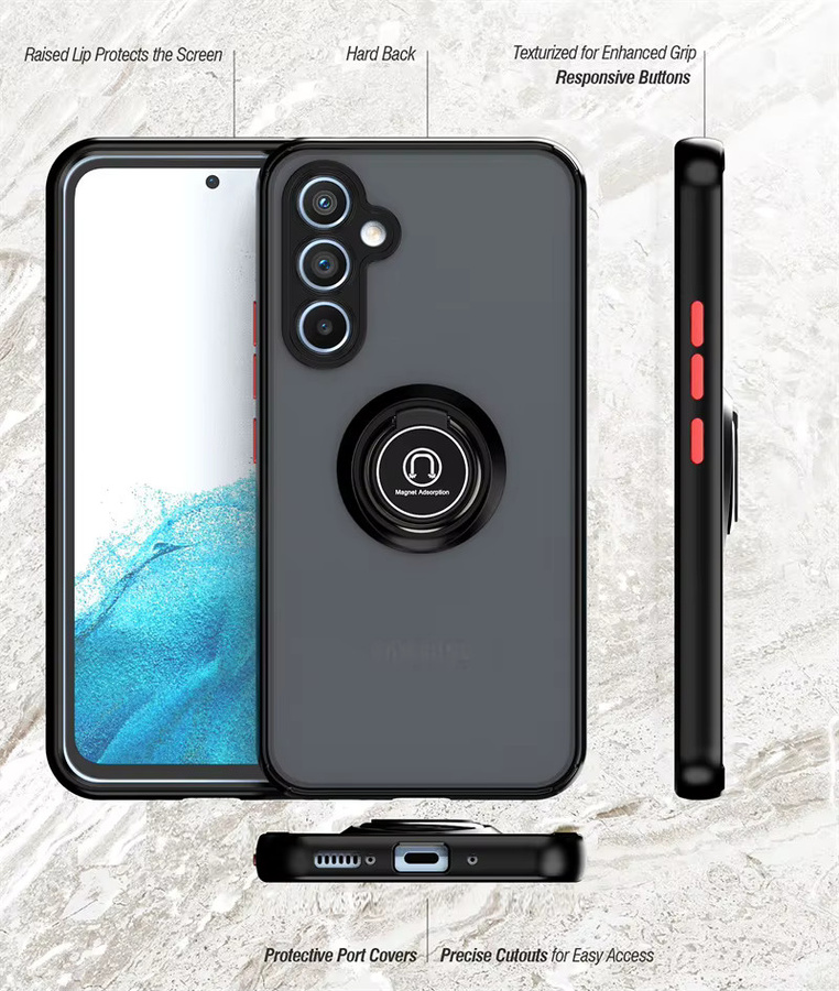 Stoßfeste Armor-Schutzhülle für Samsung Galaxy A57 A56 A37 A36 A27 A26 A17 A16 mit drehbarem Ringhalter in Schwarz oder Rot - Bild 2