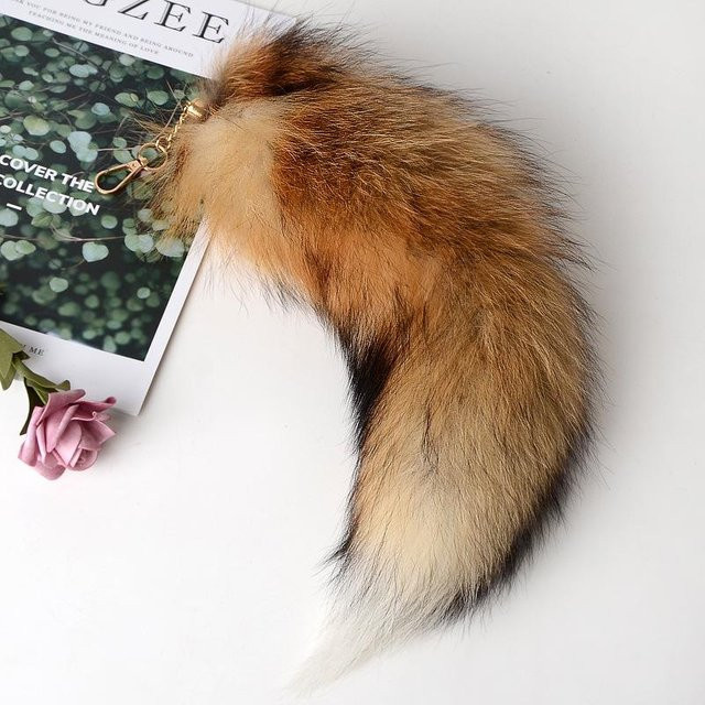 Schlüsselanhänger Fuchsschwanz, Pelz, braun, 40 cm, Unisex - Bild 1