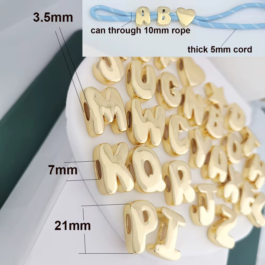 QMHJE Anhänger Buchstaben Spacer, Kupfer, Gold, Unisex - Bild 2