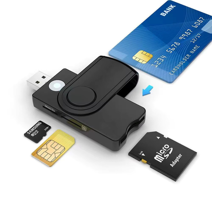 UTHAI USB-CCID Smartcard-Lesegerät für IC, ID, EMV, SD und TF Karten in Schwarz mit USB-A Anschluss für Windows und Linux - Bild 3