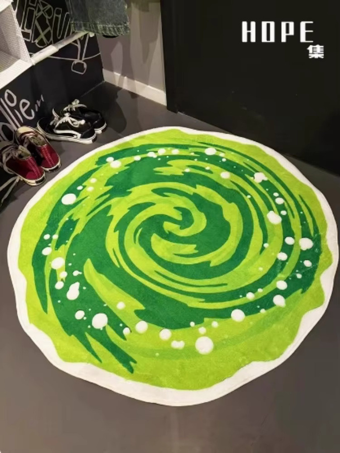VIKAMA Runder Teppich in Grün mit abstraktem Design, rutschfest und schmutzabweisend, Durchmesser: 60 cm - Bild 3
