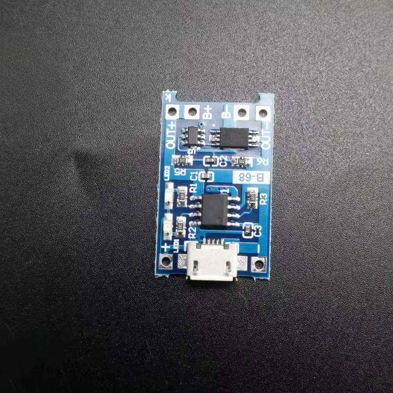 TP4056 Lithium-Batterielademodul mit Schutzfunktion und Dual-Funktion, Micro USB 5V 1A für 18650 Lithium-Ionen Akkus, Blau - Bild 2