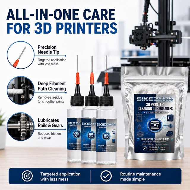 3D-Drucker Wartungsset mit Schmieröl, Präzisionsnadel und Reinigungsstreifen für Extruder und Filamentweg Zubehör - Bild 1