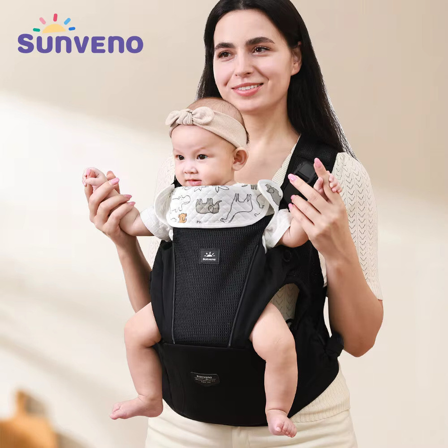 Ergonomische Babytrage aus atmungsaktivem Mesh von Sunveno in Schwarz für 4 bis 24 Monate - Bild 2