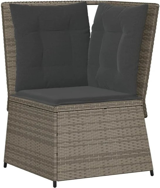 Furnicato Ecksofa für den Garten aus Poly Rattan in Grau mit Polsterkissen - Bild 1