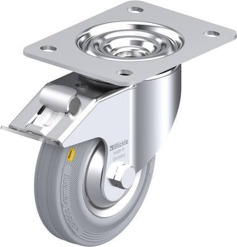 Blickle Lenkrolle LK-RD 125R-3-FI-VLI-FA mit Feststeller in Silber/Grau, Rad-Durchmesser: 125 mm, Tragfähigkeit: 120 kg - Bild 1