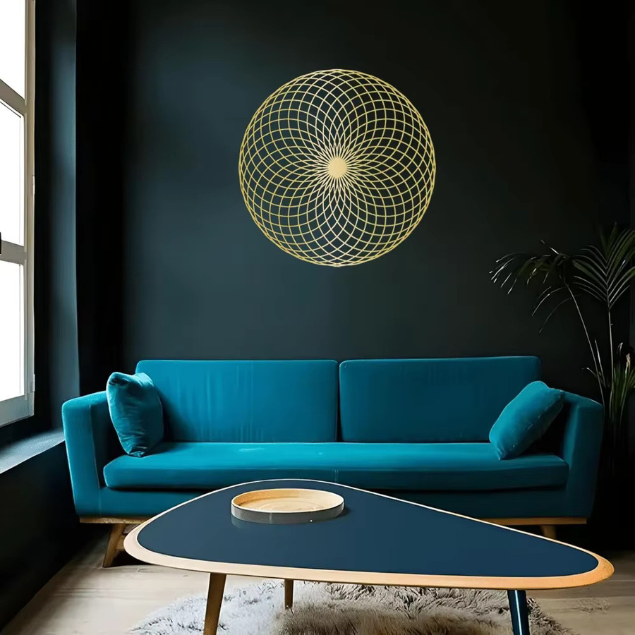 HELLOYOUNG Wandkunst Mystic Yantra aus Metall in Gold, Abstrakte Mandala Dekoration mit Heiliger Geometrie für Meditation und moderne Inneneinrichtung - Bild 2