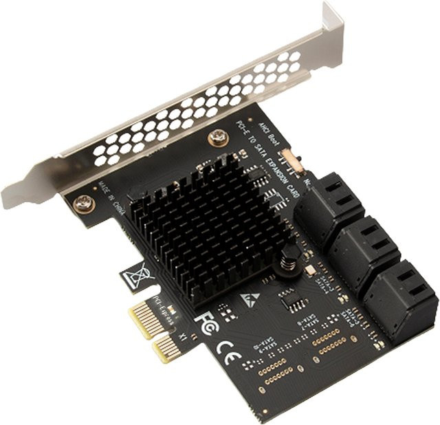 ALLOYSEED PCI-E 1X zu SATA 3.0 6 Port Controller Card RAID Adapter in Schwarz - Bild 1