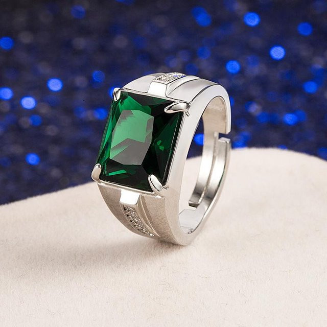 SACE GEMS Verlobungsring, Messing, Zirkonia, Herren, grün - Bild 1
