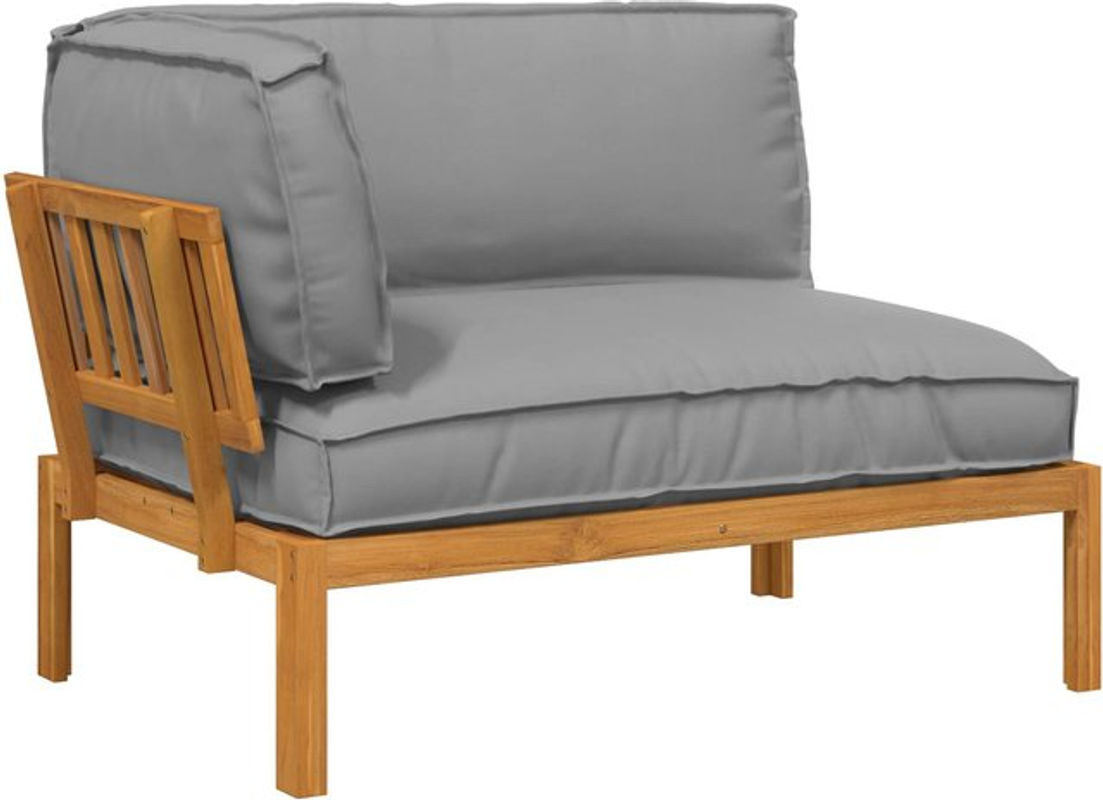 vidaXL Ecksofa Set aus Akazie Massivholz in Grau mit Kissen im modernen minimalistischen Design B/T/H: 133 x 92 x 69 cm - Bild 1