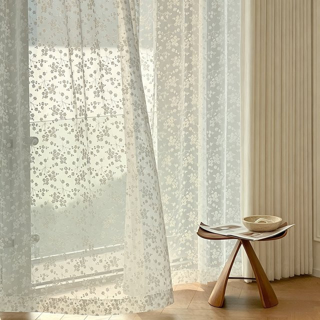 CENTURyMiG Spitzenvorhang in Weiß, transparent mit floralem Design im Landhausstil, Breite: 100 cm, Höhe: 200 cm - Bild 1