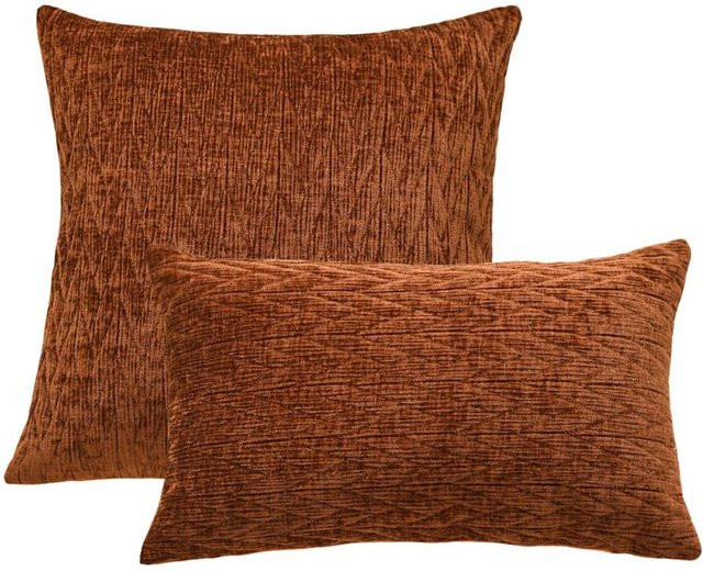 JMG Clothing Jacquard Sofakissenbezug aus Samt in Braun, B/H: 30 x 50 cm - Bild 1