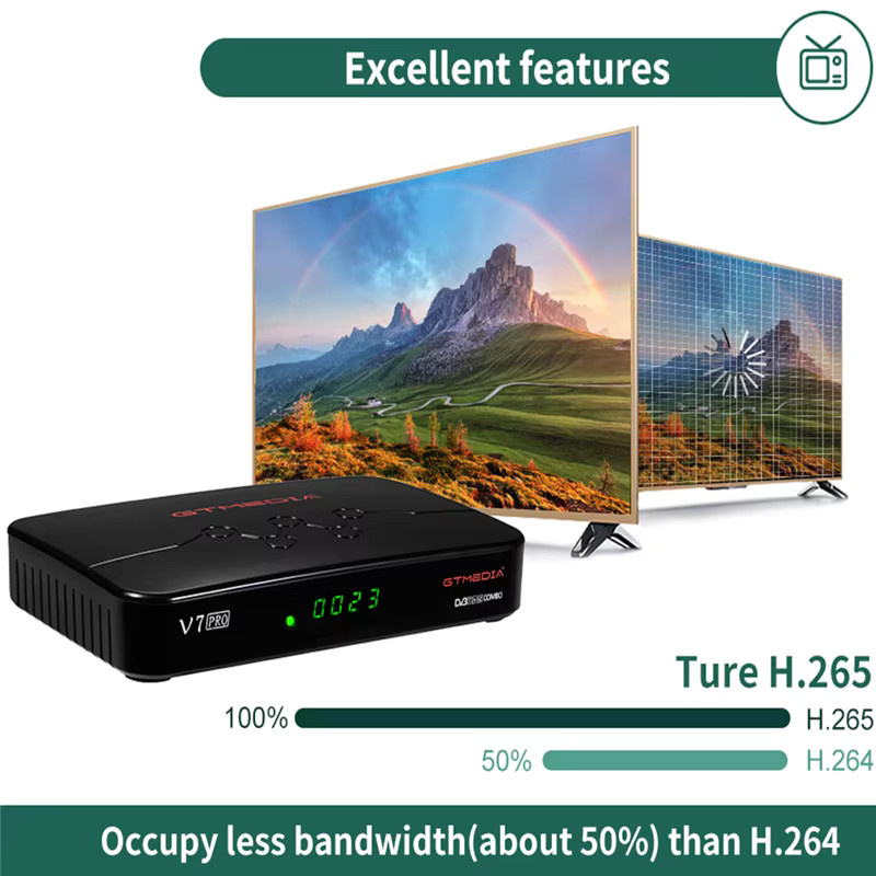 GTMEDIA V7 Pro Digitaler Satellitenempfänger DVB-S2/S2X/T2 TV-Box in Schwarz mit Wi-Fi und H.265 Decoder - Bild 4