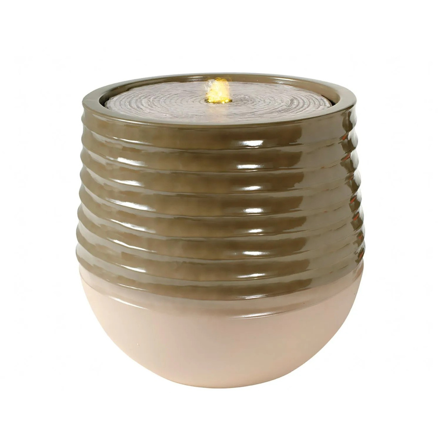 Gilde LED Tischbrunnen in Beige und Grün, rund, Durchmesser: 40 cm, Höhe: 37,5 cm - Bild 2