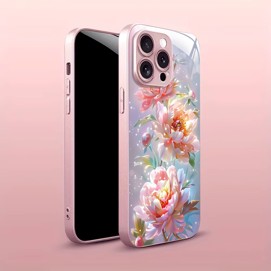 AKABEILA Handyhülle aus gehärtetem Glas mit Blumen-Design für Samsung Galaxy S26 Ultra S25 S24 S23 S22 S21 S20 Multicolor - Bild 3