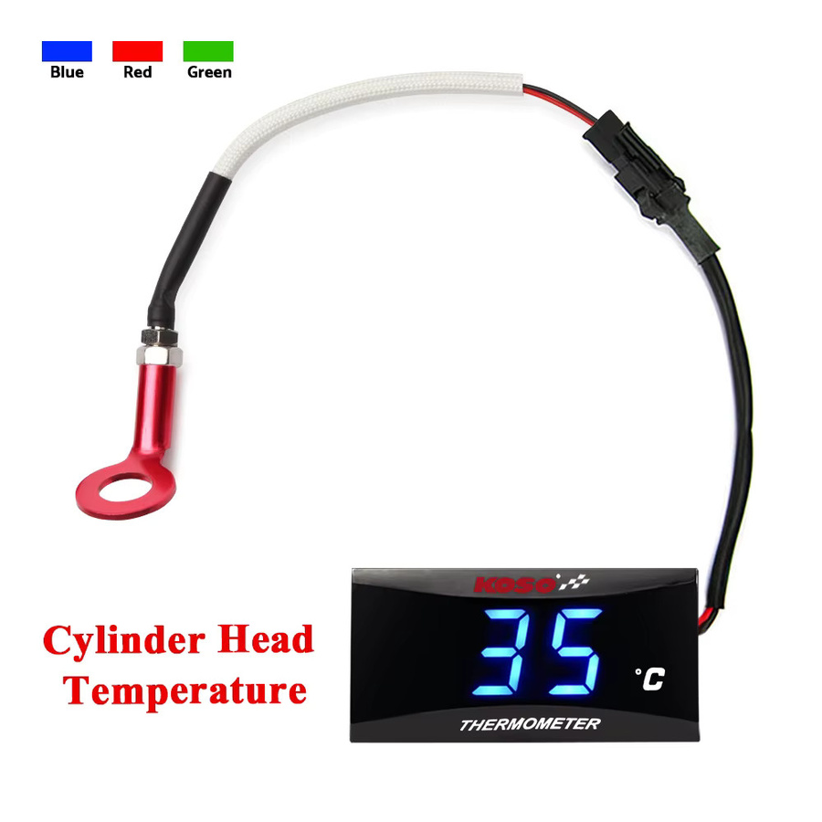 KOSO Digitales LCD Zylinderkopf Temperaturanzeige für Motorräder mit Sensor in Schwarz - Bild 3