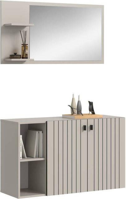 Garderobenset STATION xonox.home in Beige, modern mit Schuhschrank und Spiegel, B/H/T: 106 x 192 x 37 cm - Bild 1