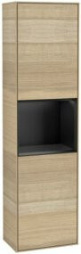 V&B Hochschrank Finion mit LED-Beleuchtung und Glaselementen in Eiche lackiert, B/H: 41,8 x 151,6 cm - Bild 1