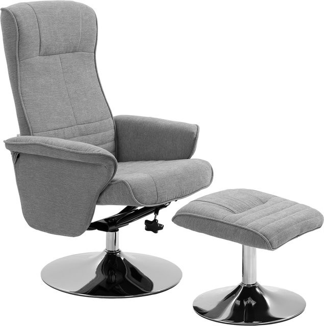 HOMCOM Relaxsessel mit Hocker und Liegefunktion, drehbarer TV-Sessel aus Samt in Grau mit Metallrahmen, Belastbarkeit bis 150 kg - Bild 1