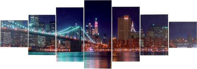 MCW Leinwandbild New York 7-teiliges Set Multicolor Modernes Design B: 140 cm, H: 50 cm - Bild 1